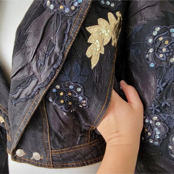 Place Vendome Vintage Demin Patchwork Art to Wear Jacket - Picture 11 of 12